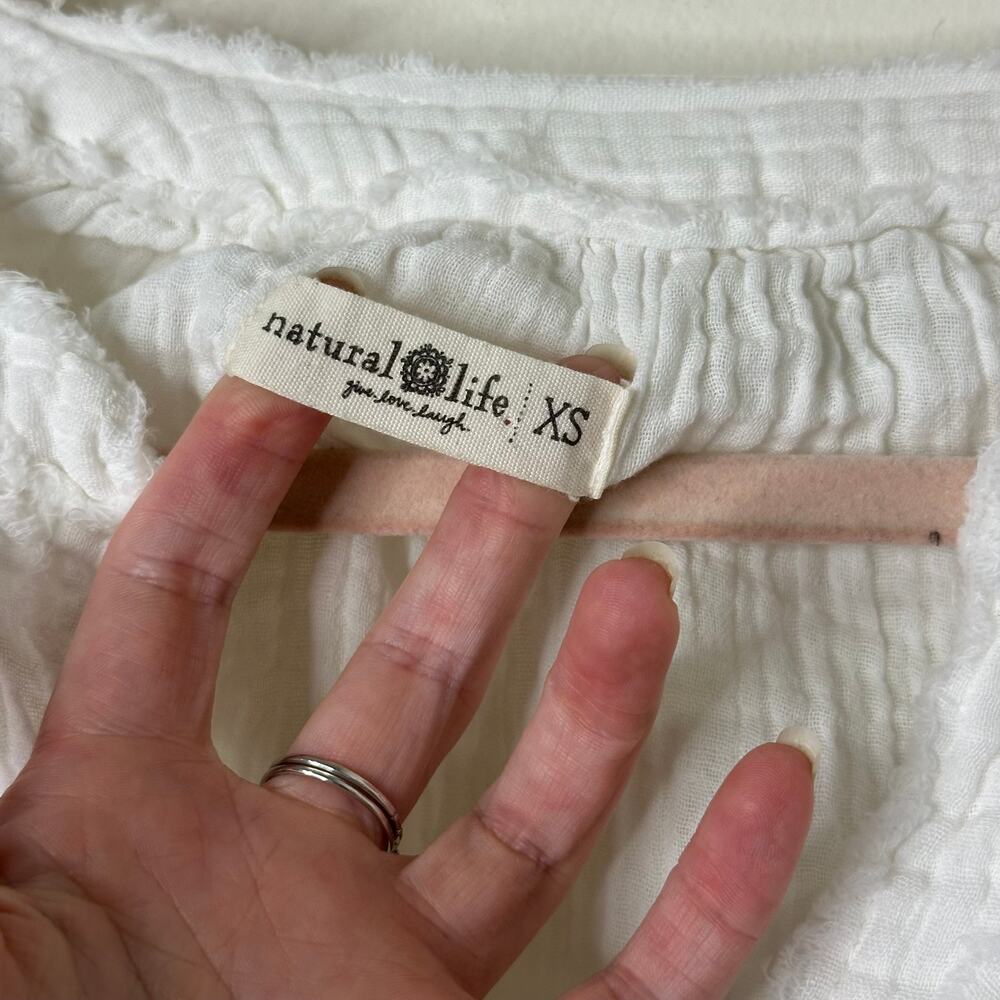 Natural Life Robyn Cotton Gauze V-neck Boho Cottagecore Top - XS - Picture 3 of 5